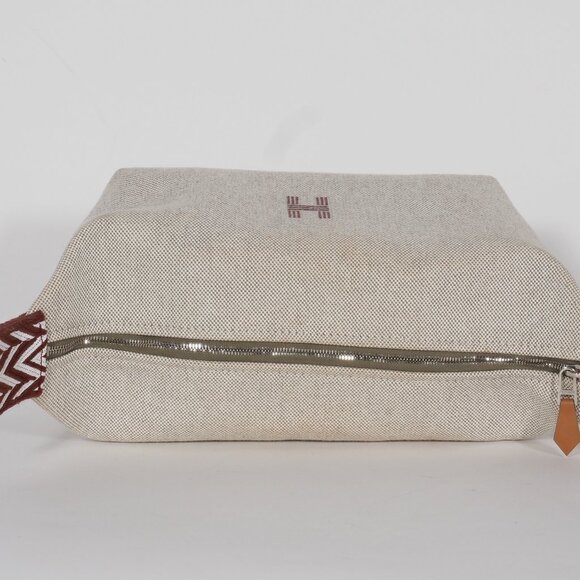 Hermès Bride-a-Brac S Cotton Canvas Travel Pouch with Embroidered H & Top Handle - Picture 6 of 14